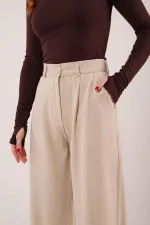 Premium Model Oturtmalı Toptan Krem Pantolon