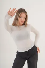 Süper İnce Trend Basic Toptan Beyaz Bluz