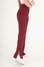 Yırtmaçlı Çan Paça Bordo Toptan Pantolon