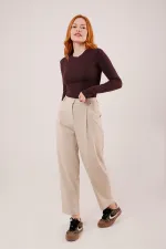 Kapama Cep Detaylı Toptan Krem Pantolon