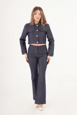 Veste à boutons dorés, pantalon, jean, costume en denim