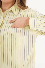 Chemise jaune rayée à boutons au dos, vente en gros
