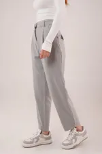 Kapama Cep Detaylı Toptan Gri Pantolon