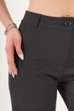 Yüksek Bel Tek Düğme Siyah Pantolon