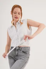 Kolsuz Model Antrasit Çizgili Toptan Gömlek