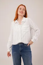 Tek Cepli Mavi Çizgili Toptan Gömlek