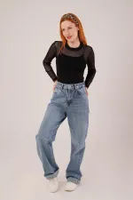 Chemisier basique en tulle noir transparent en gros