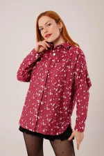 Eskitme Görünümlü Denim Toptan Bordo Gömlek