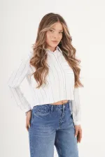 Tek Cepli Mavi Çizgili Toptan Gömlek