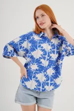 Desenli Toptan Mavi Gömlek