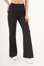 Yüksek Bel Tek Düğme Siyah Pantolon