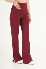 Yırtmaçlı Çan Paça Bordo Toptan Pantolon