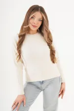 Bisiklet Yaka Düz Model Toptan Taş Kazak