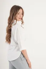 Silver Baskı Geçişli Toptan Beyaz Gömlek