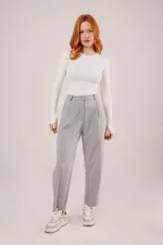 Kapama Cep Detaylı Toptan Gri Pantolon