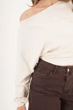 İnce Oys Kumaş Yarasa Kol Toptan Taş Bluz