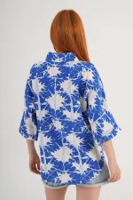 Desenli Toptan Mavi Gömlek