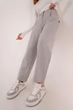 Kapama Cep Detaylı Toptan Gri Pantolon