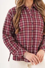 Ekose Desen Bordo Toptan Oduncu Gömlek