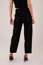 Kapama Cep Detaylı Toptan Siyah Pantolon