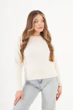 Bisiklet Yaka Düz Model Toptan Taş Kazak