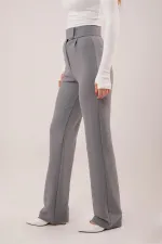 Pantalon gris en gros avec détails velcro