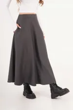 Balık Sırtı Desen Volan Kesim Toptan Antrasit Etek