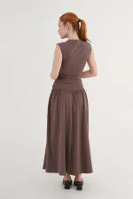 Beli Büzgülü Kahve Toptan Elbise