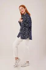 Eskitme Görünümlü Denim Toptan Mavi Gömlek