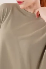 Modal Kısa Kollu Üst Ve Geniş Paça Eşofman İkili Toptan Yağ Yeşili Takım