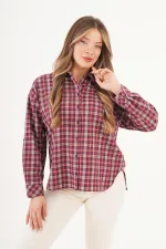 Ekose Desen Bordo Toptan Oduncu Gömlek