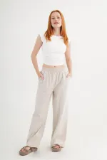 Bel Lastikli Paça Detaylı Cepli Toptan Taş Pantolon