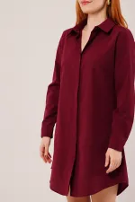 Robe chemise tunique bordeaux à manches longues en gros