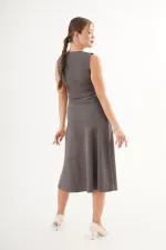 Premium Yelek Ve Etek Antrasit Süet Toptan İkili Takım