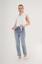 Kolsuz Model Mavi Çizgili Toptan Gömlek