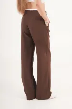 Bel Çift Bantlı Kahve Toptan Pantolon