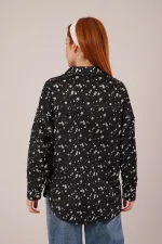 Eskitme Görünümlü Denim Toptan Siyah Gömlek