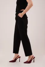 Kapama Cep Detaylı Toptan Siyah Pantolon