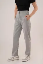 Çift Pens Detaylı Toptan Gri Pantolon