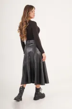 Jupe noire basique en gros avec détails de couture