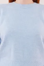 Bisiklet Yaka Düz Model Toptan Bebe Mavisi Kazak