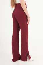Yırtmaçlı Çan Paça Bordo Toptan Pantolon