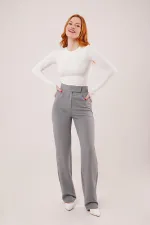 Pantalon gris en gros avec détails velcro