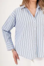 Çizgili Sırt Yırtmaçlı Toptan Mavi Gömlek