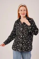 Eskitme Görünümlü Denim Toptan Siyah Gömlek