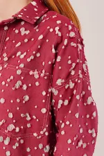 Eskitme Görünümlü Denim Toptan Bordo Gömlek