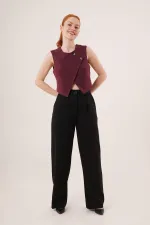 Çift Düğmeli Çapraz Model Bordo Toptan Yelek