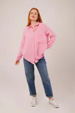 Salaş Kesim Cepli Toptan Pembe Gömlek