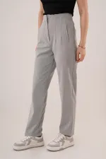 Çift Pens Detaylı Toptan Gri Pantolon
