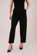 Kapama Cep Detaylı Toptan Siyah Pantolon